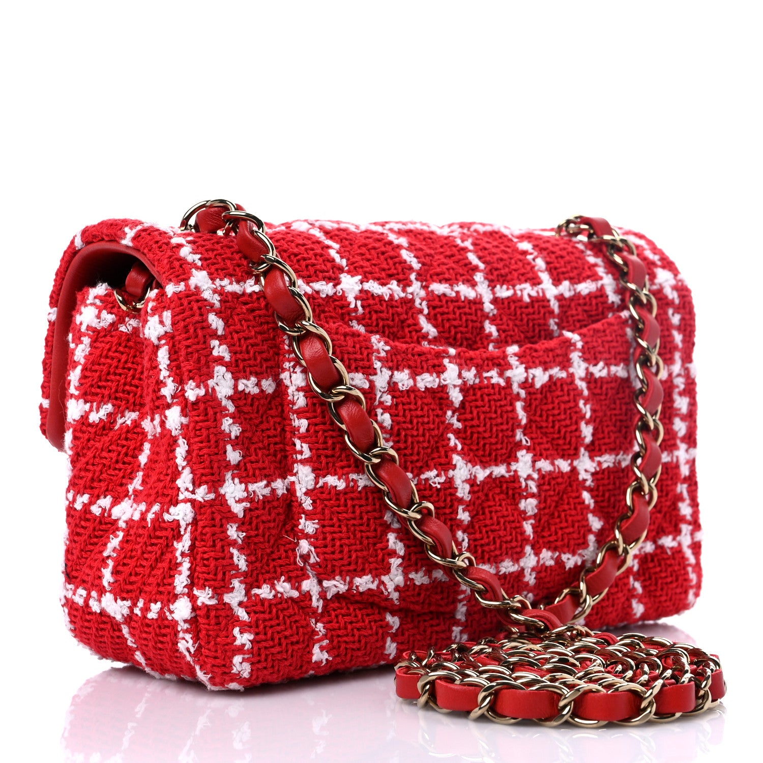 Chanel Tweed Mini Rectangular Flap Red White 1134913 – FASHIONPHILE