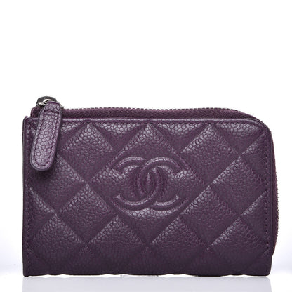 Chanel Caviar Quilted Diamond CC Key Holder Case Purple 1 of 7