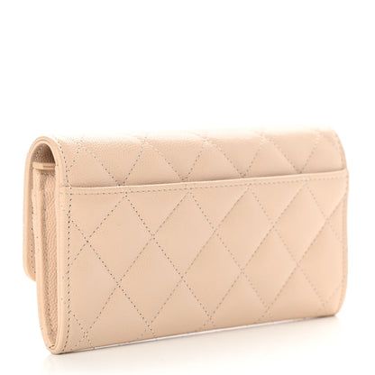 Chanel Caviar Pearl Quilted Coco Candy Wallet Beige 3 of 9