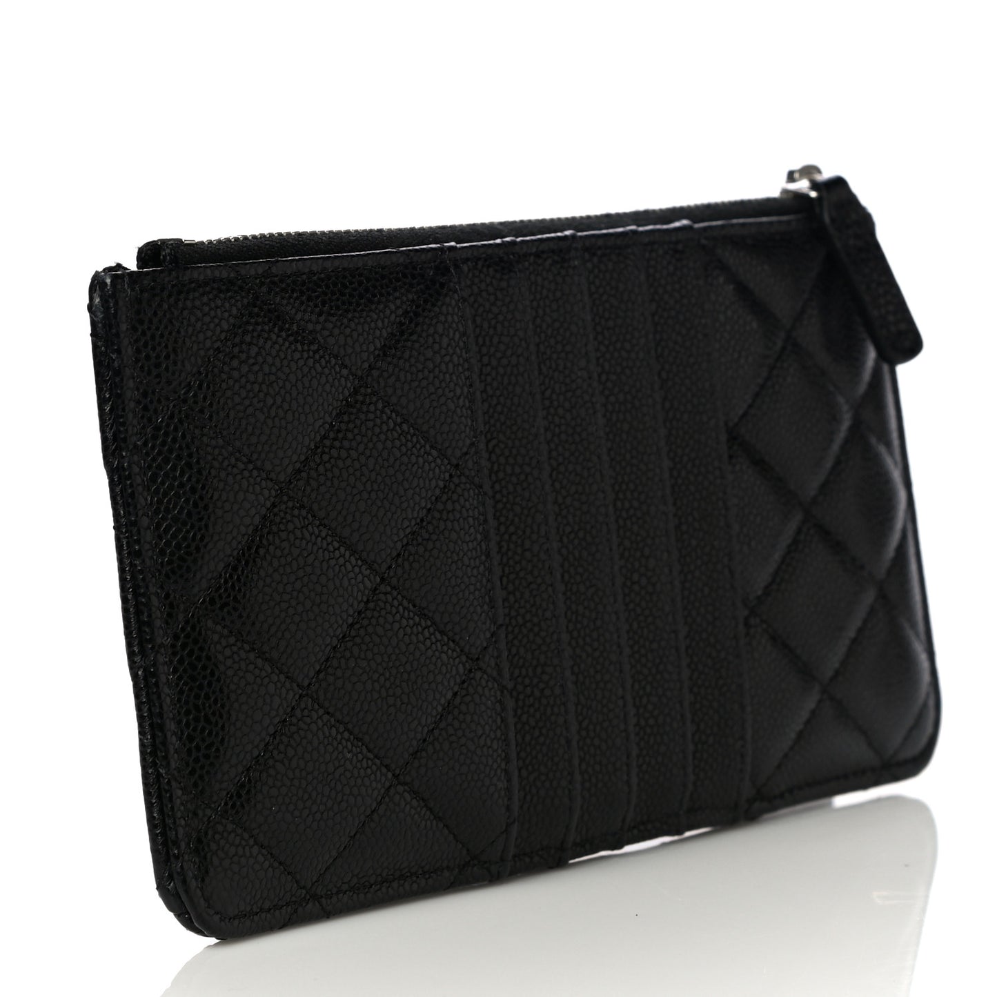 Caviar Quilted Classic Flat Wallet Pouch Black