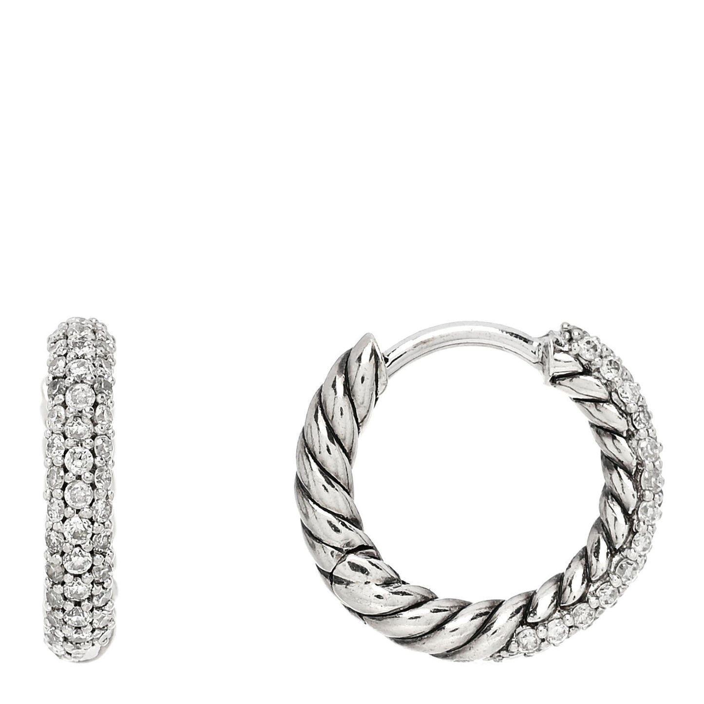 Sterling Silver Diamond Petite Pave Huggie Hoop Earrings