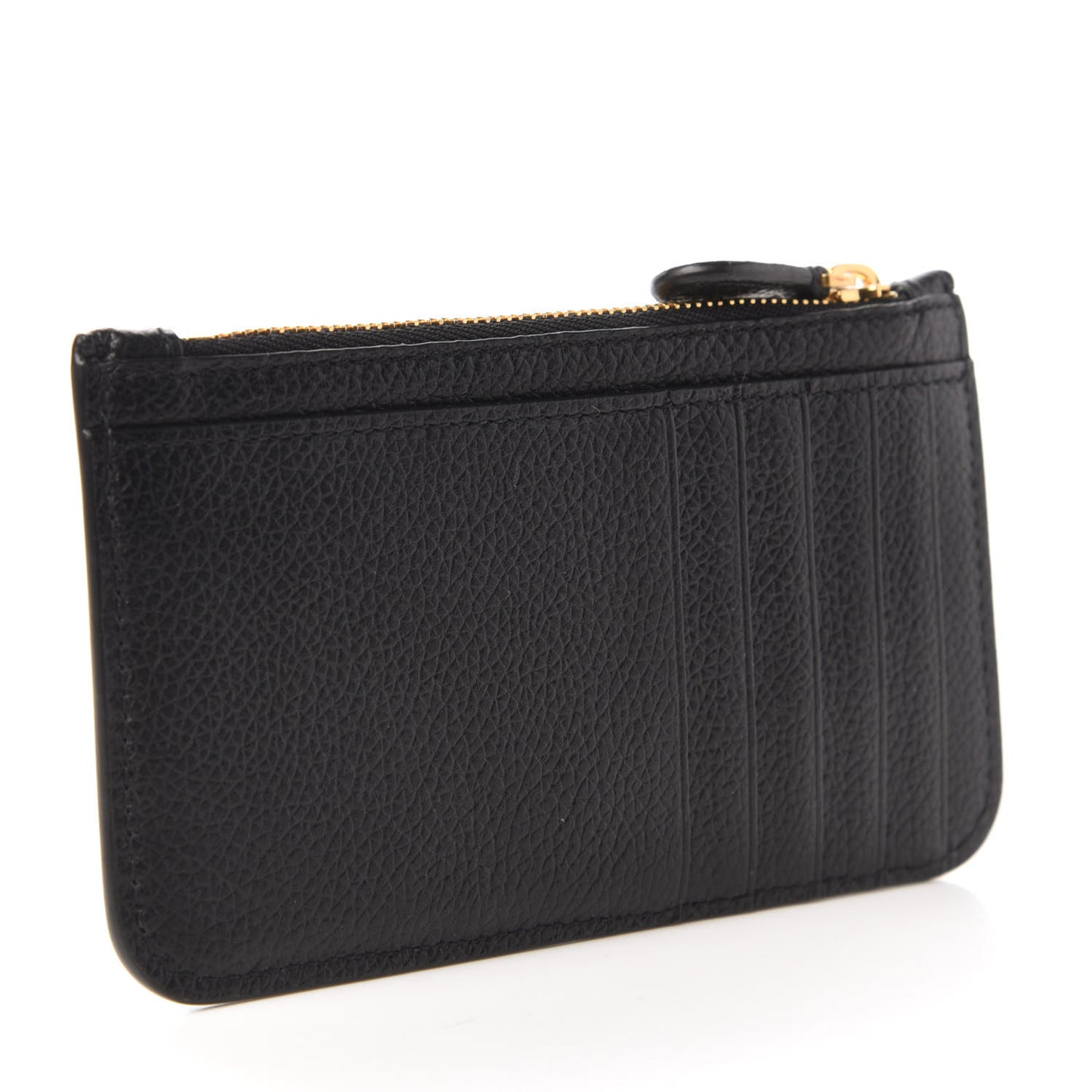 Grained Calfskin Logo Cash Long Coin Card Holder Black White