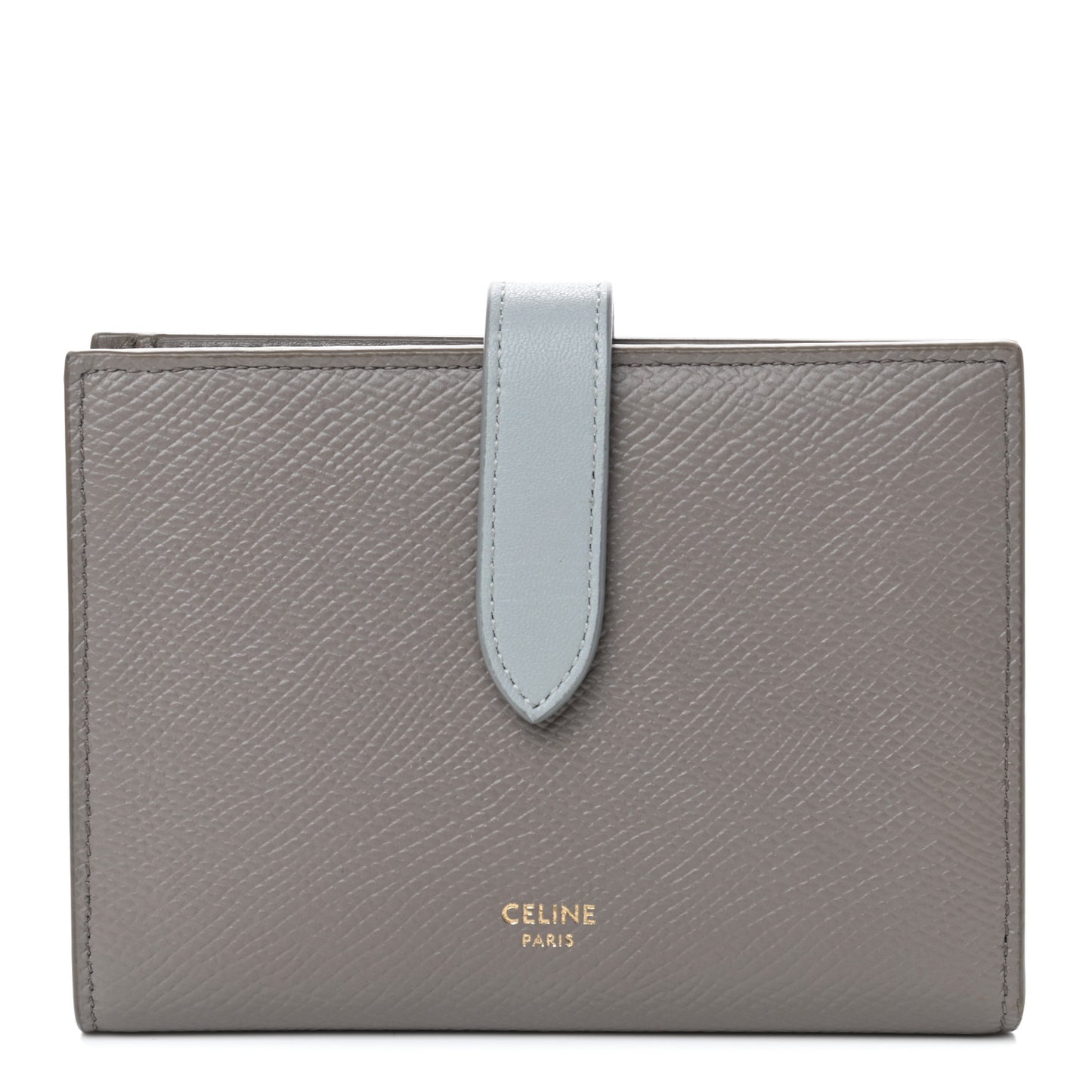 Grained Calfskin Medium Multifunction Strap Wallet Pebble Mineral