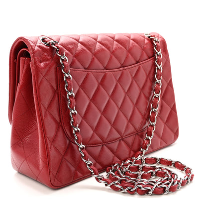 Chanel Caviar Quilted Jumbo Double Flap Red 3 of 10