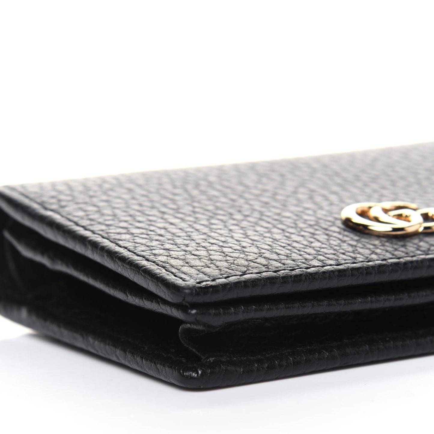 Pebbled Calfskin GG Marmont Card Case Black