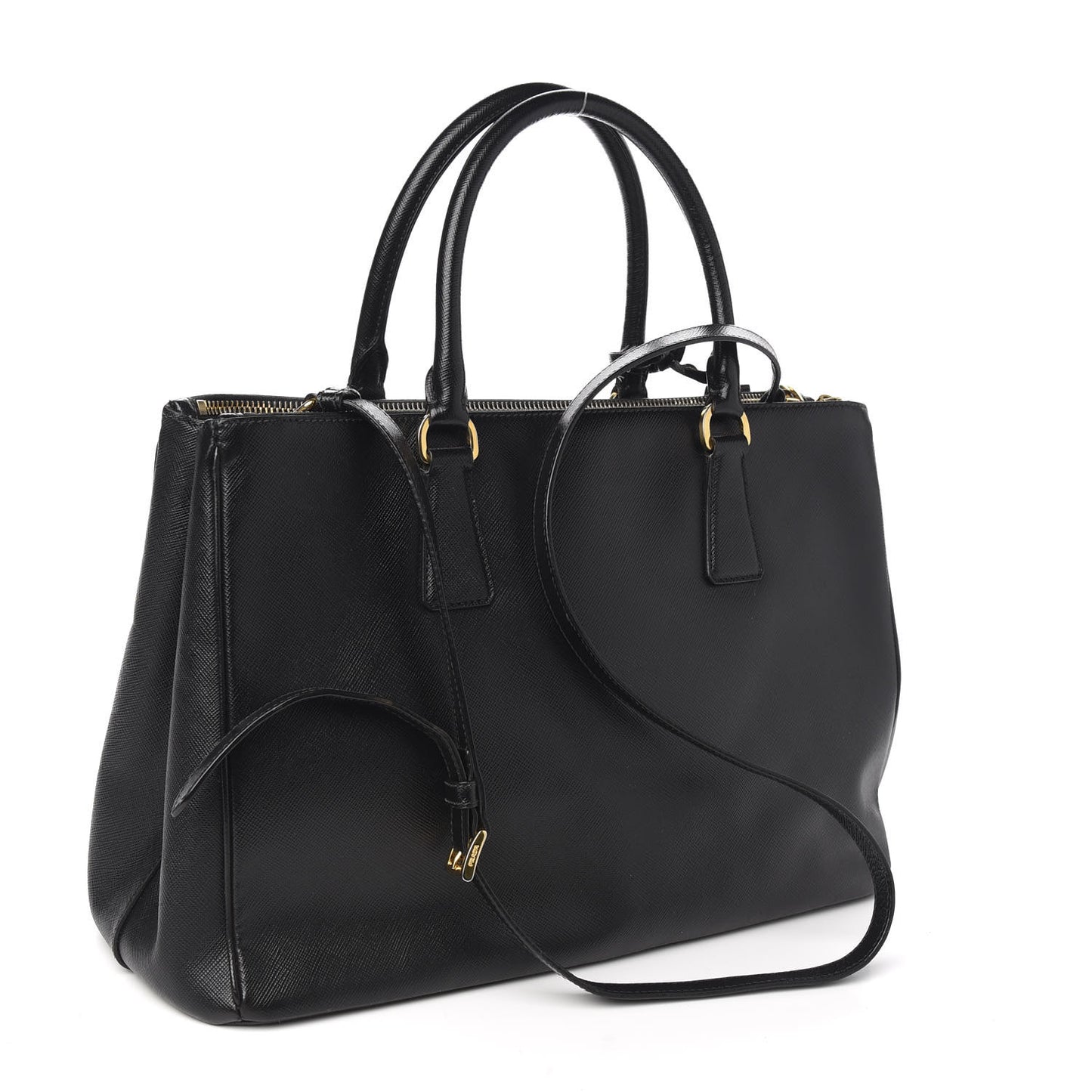 Saffiano Medium Galleria Double Zip Tote Black