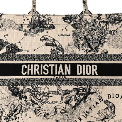 Christian Dior Canvas Embroidered Large Zodiac Toile De Jouy Book Tote Latte 7 of 11
