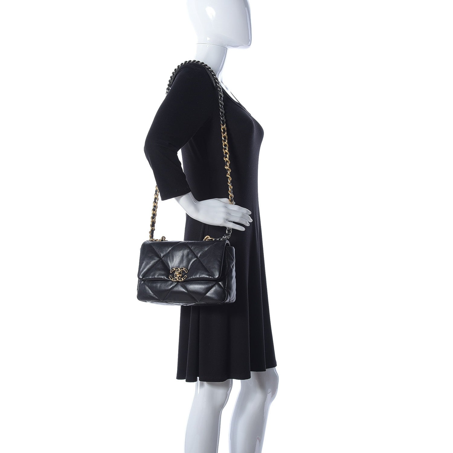 Chanel Goatskin Quilted Medium Chanel 19 Flap Black 2 of 10