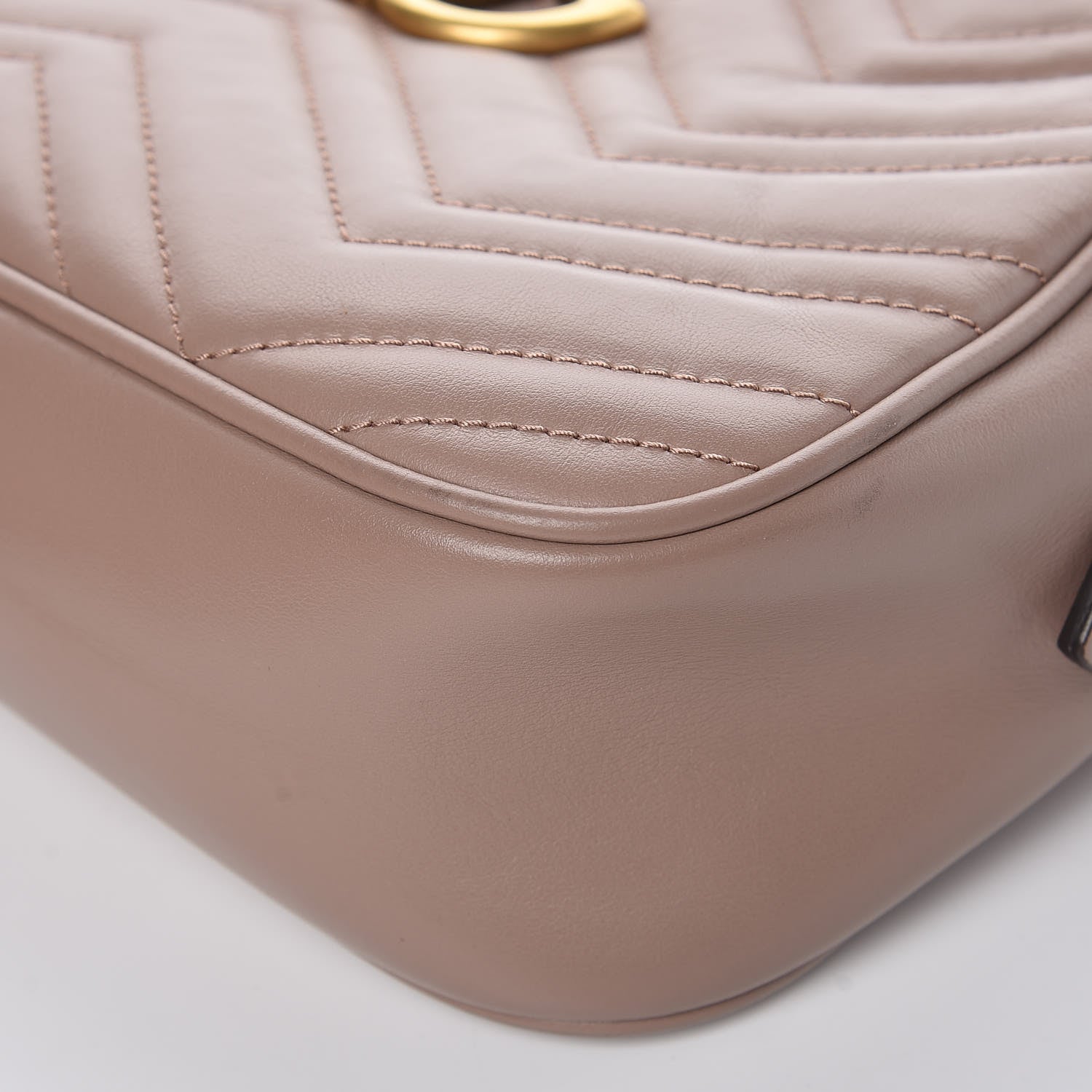 Gucci Calfskin Matelasse Small GG Marmont Chain Shoulder Bag Taupe 9 of 14