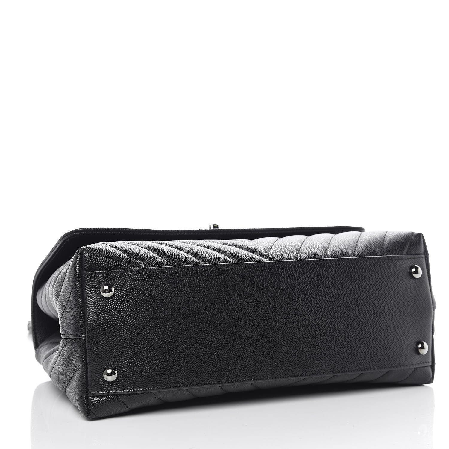 Chanel Caviar Chevron Quilted Small Coco Handle Flap Black 5 of 11
