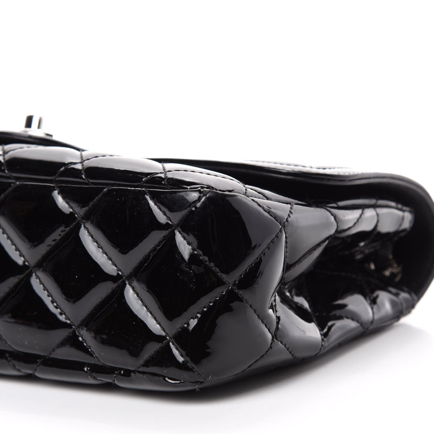 Patent Quilted Large Coco Shine Flap Black