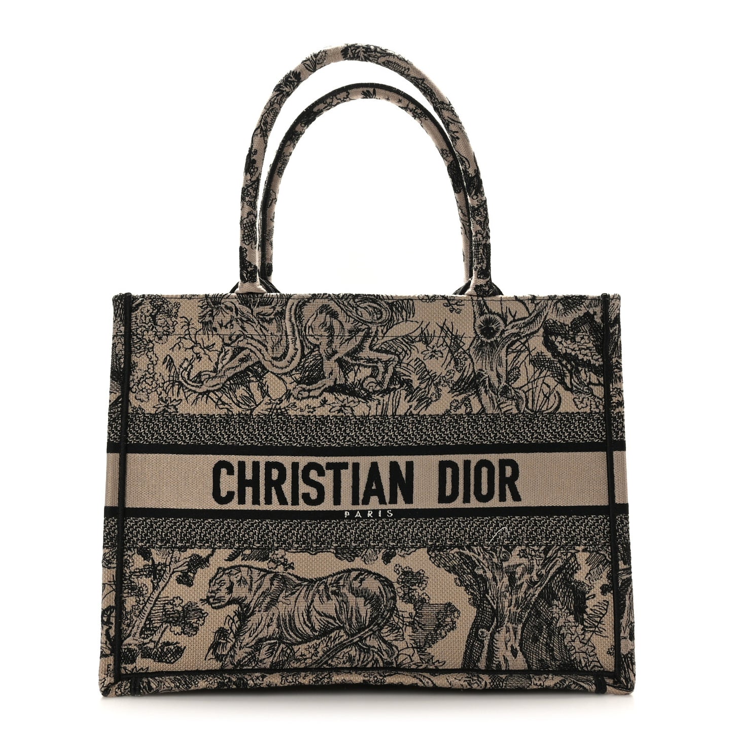 Canvas Embroidered Small Dioriviera Toile De Jouy Book Tote Beige