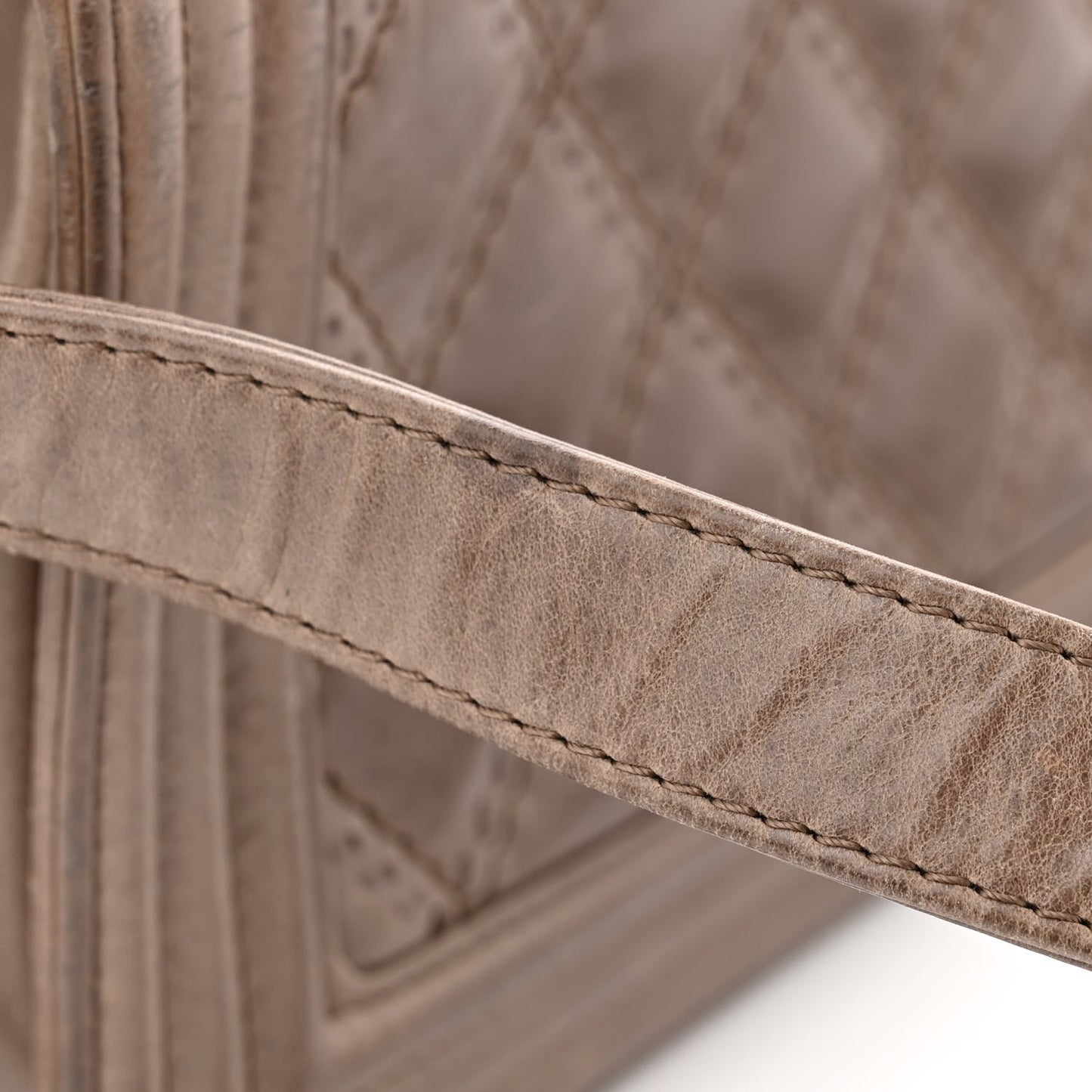 Calfskin Quilted Double Stitch Medium Boy Flap Brown