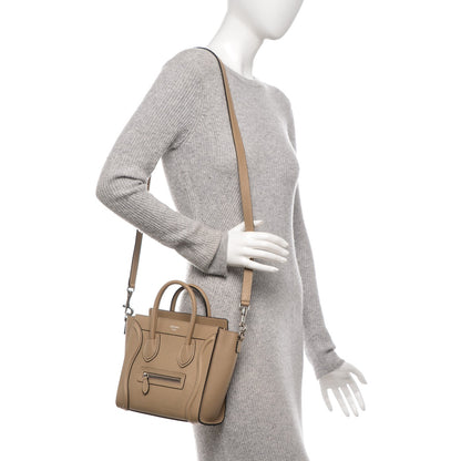 Celine Drummed Calfskin Nano Luggage Dune 2 of 6