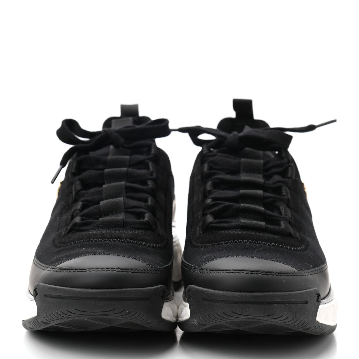 Velvet Calfskin Mixed Fibers CC Sneakers 40 Black