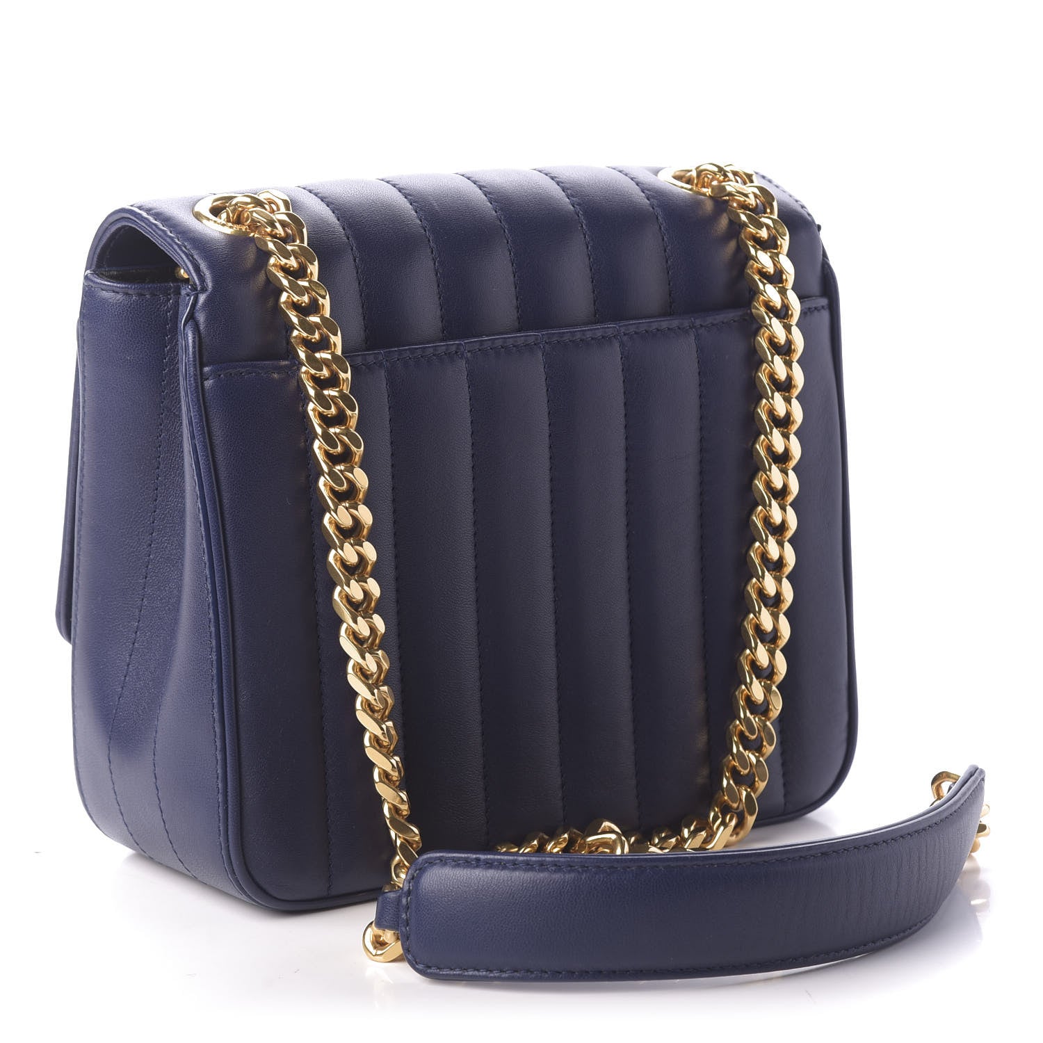 Saint Laurent Lambskin Matelasse Monogram Medium Vicky Chain Bag Blue 3 of 9