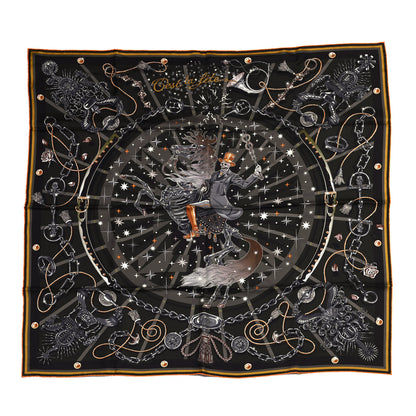 Hermes Silk C'est La Fete Scarf 90 Kaki Anthracite Gris 1 of 5