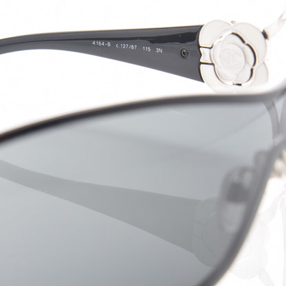 Chanel Swarovski Crystal Camellia CC Sunglasses 4164-B Black 4 of 9