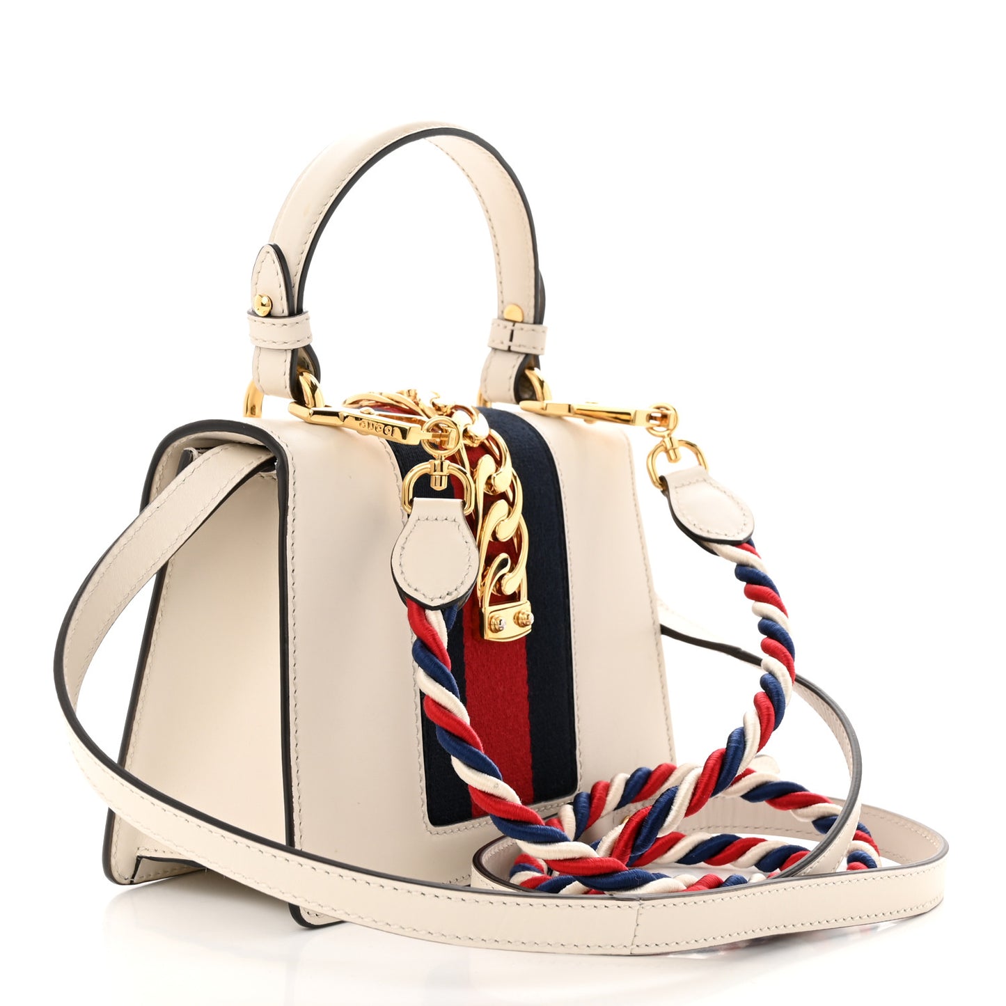 Calfskin Mini Sylvie Top Handle Bag White
