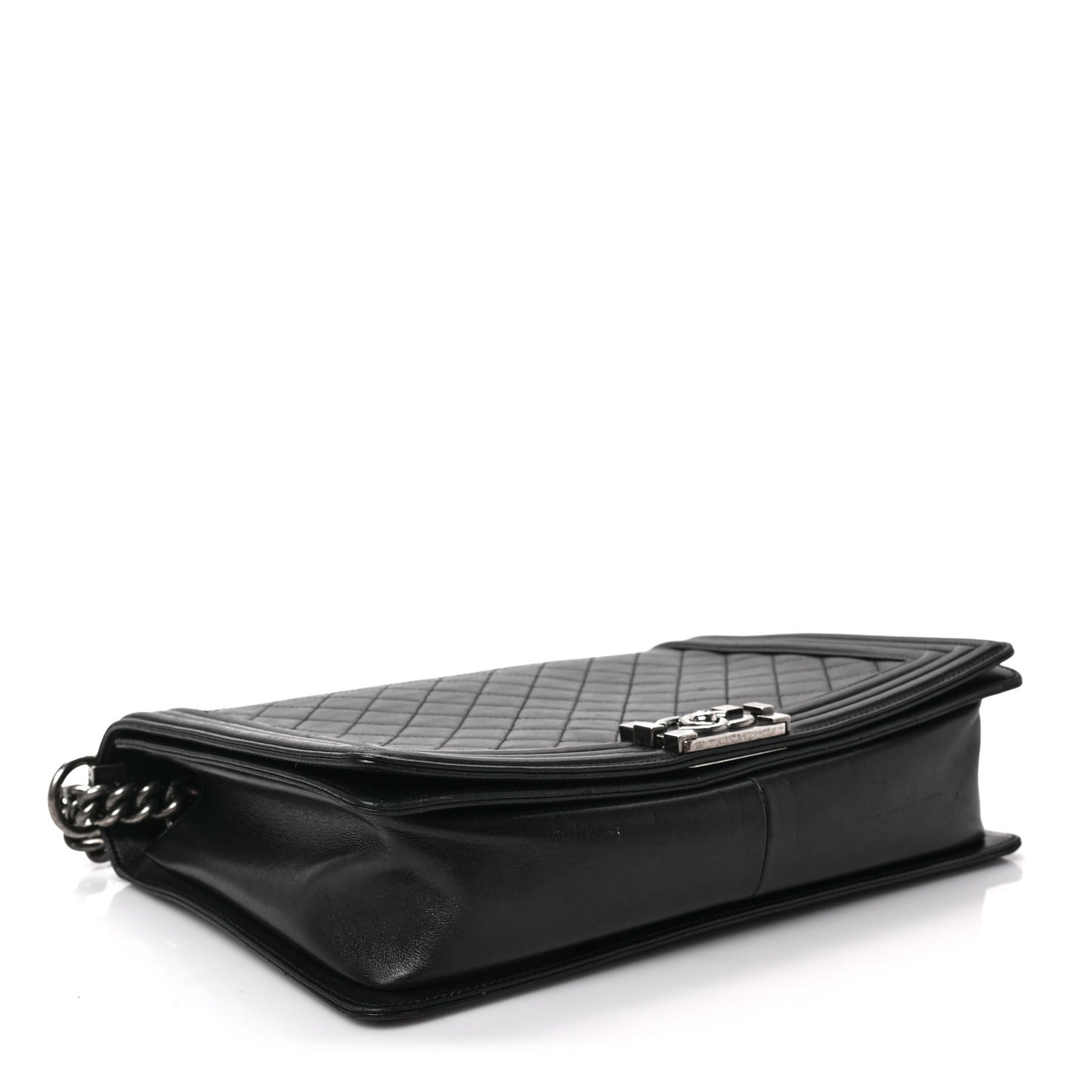 Lambskin Quilted Large Boy Flap Black