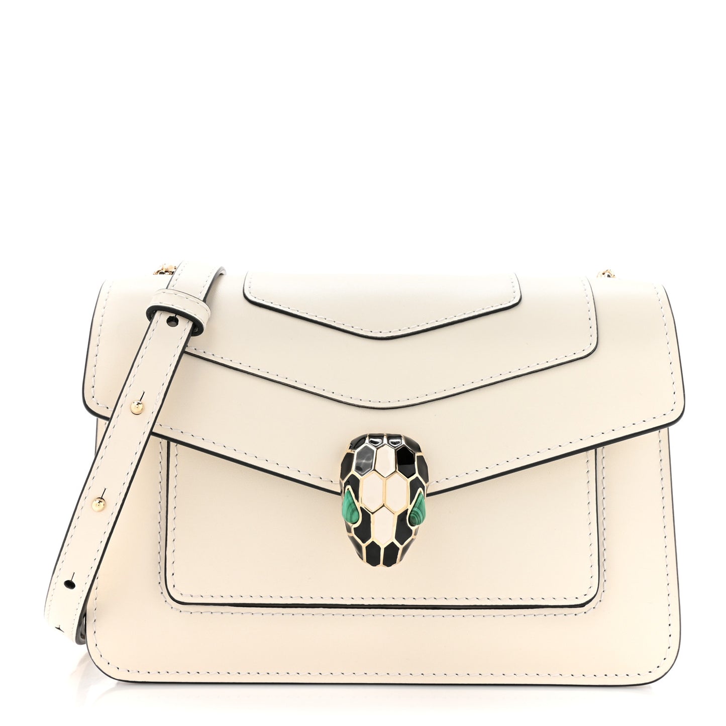Calfskin Serpenti Forever Small Crossbody Bag White Agate