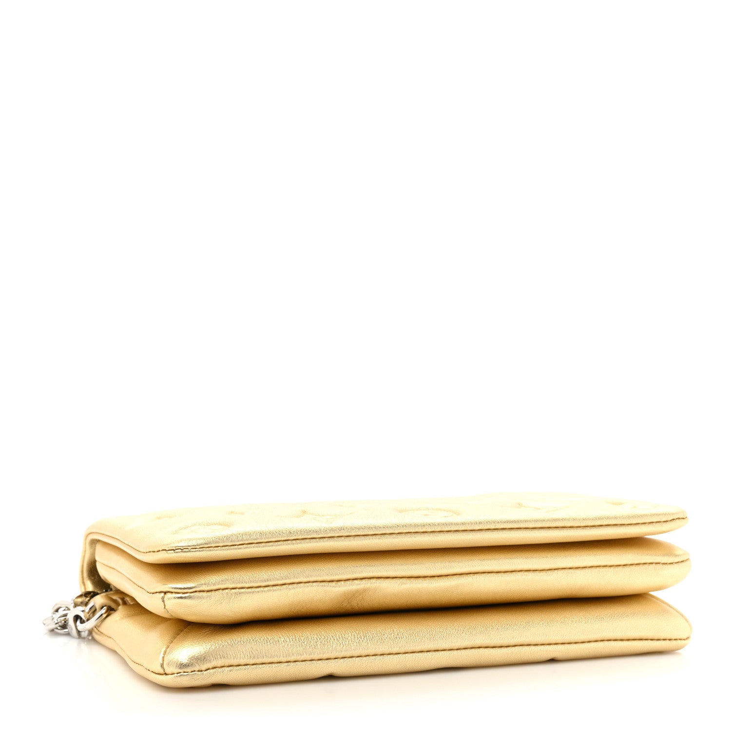 Louis Vuitton Metallic Lambskin Embossed Monogram Pochette Coussin Gold 4 of 13