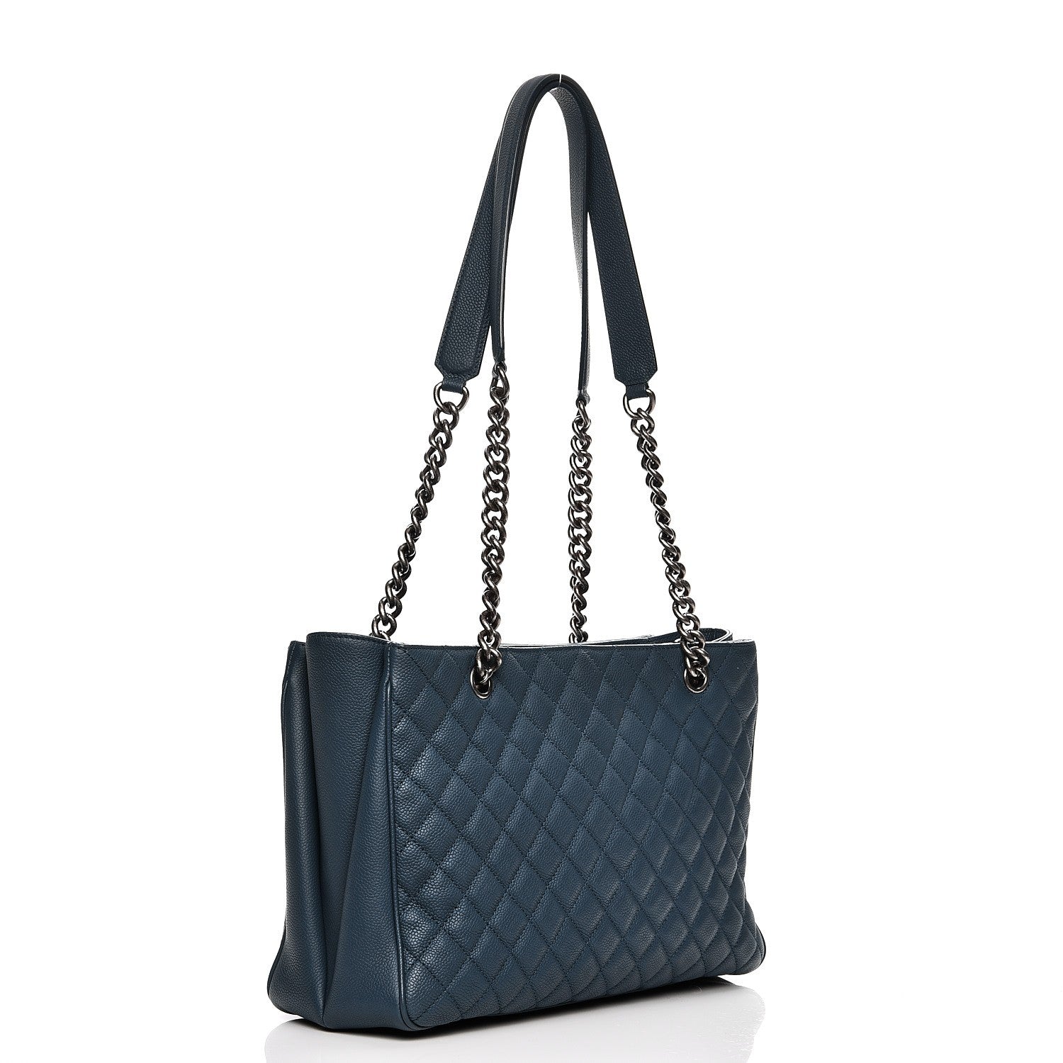 Chanel Caviar Quilted Medium Rock In Rome Tote Blue 4 of 19