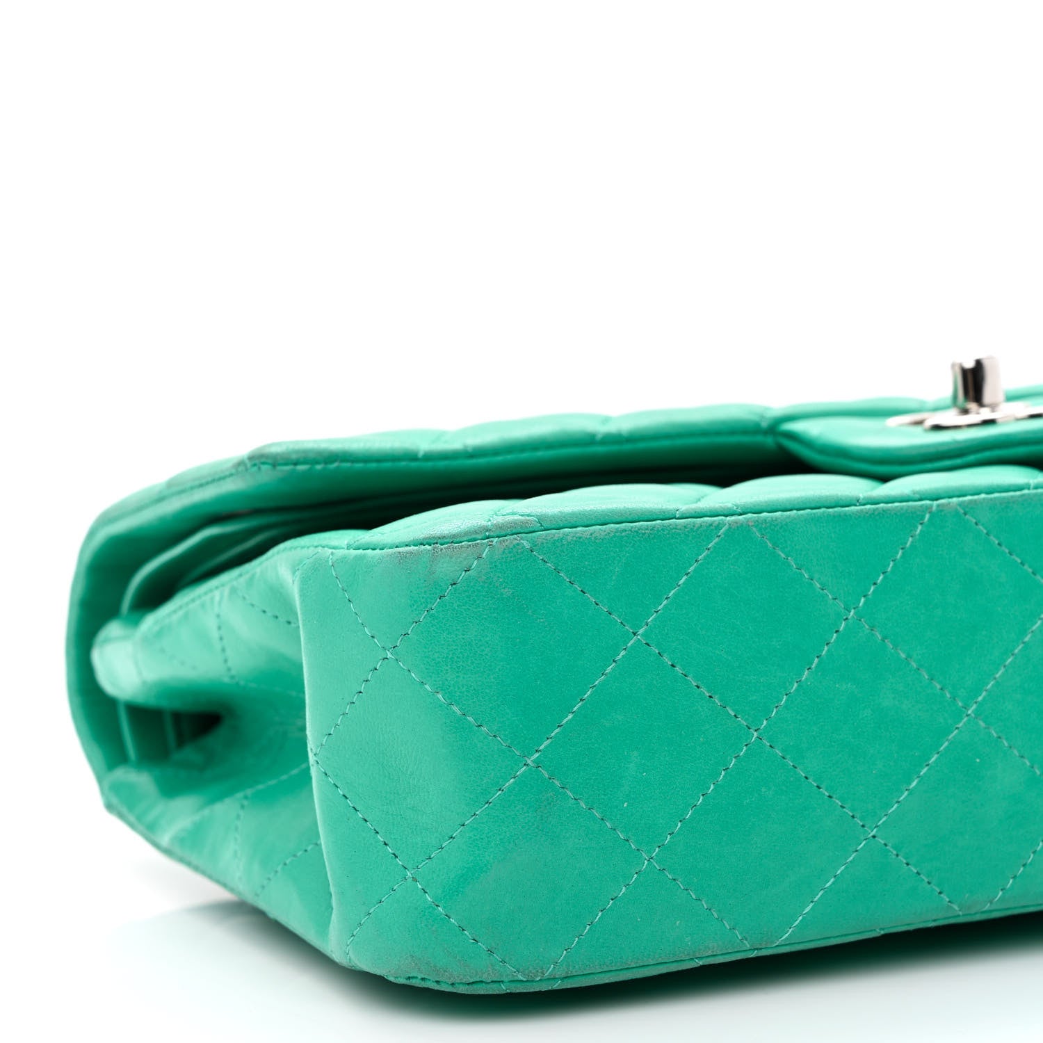 Chanel Lambskin Quilted Medium Double Flap Green 8 of 13