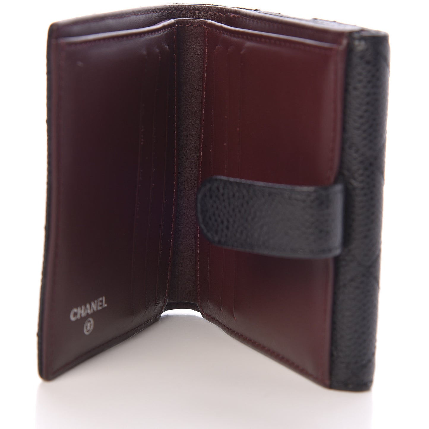 Caviar Quilted Compact French Flap Wallet Black