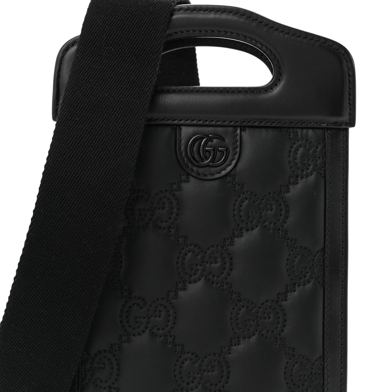 Gucci Nylon Calfskin Enamel GG Matelasse Mini Top Slip Handle Crossbody Bag Black 8 of 10