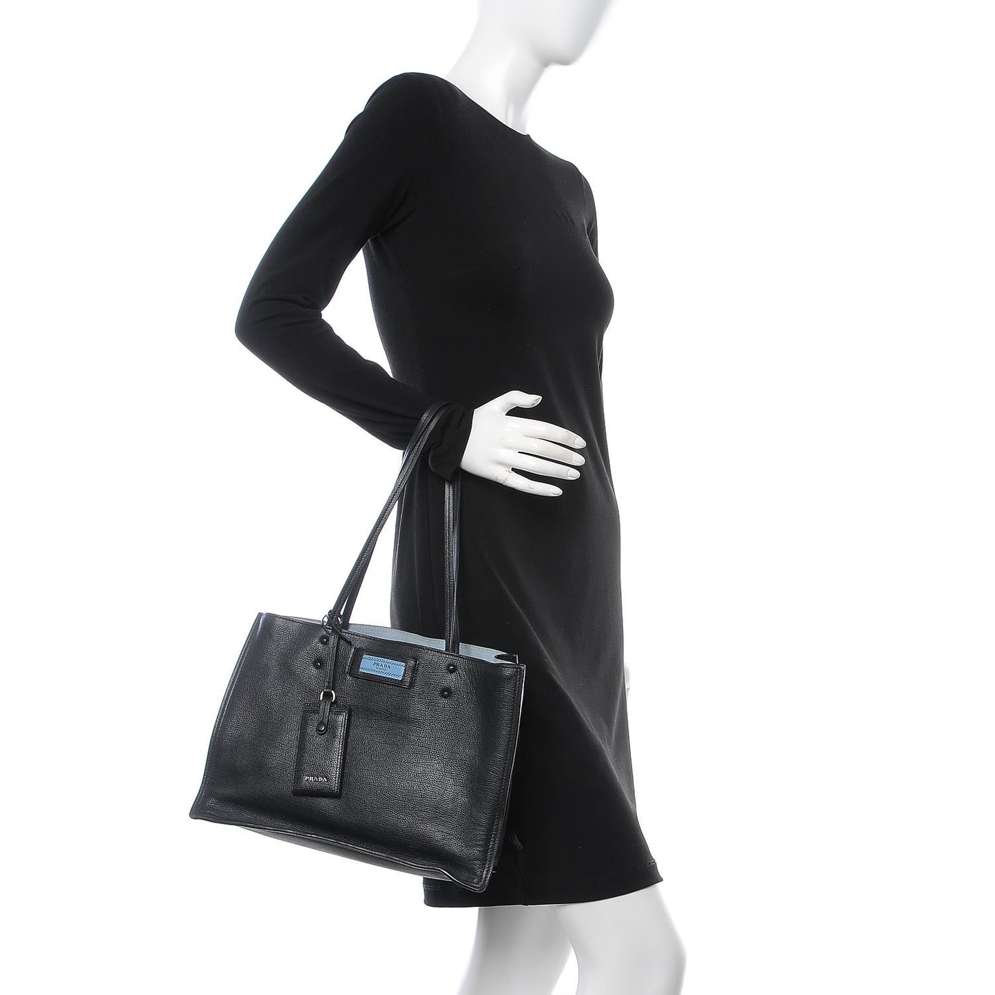 Glace Calf Etiquette Shopping Bag Black Astrale