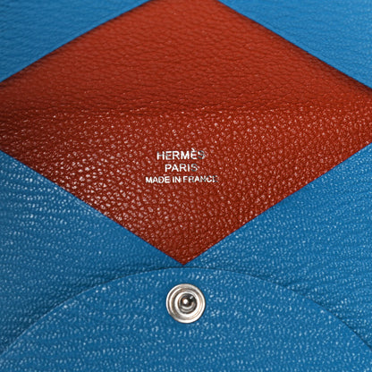 Hermes Chevre Mysore Verso Calvi Card Case Bleu Frida Cuivre 8 of 9