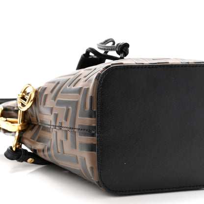 Fendi Vitello Liberty F is Fendi Bi-Color FF 1974 Embossed Mini Mon Tresor Bucket Bag Maya Black 10 of 11