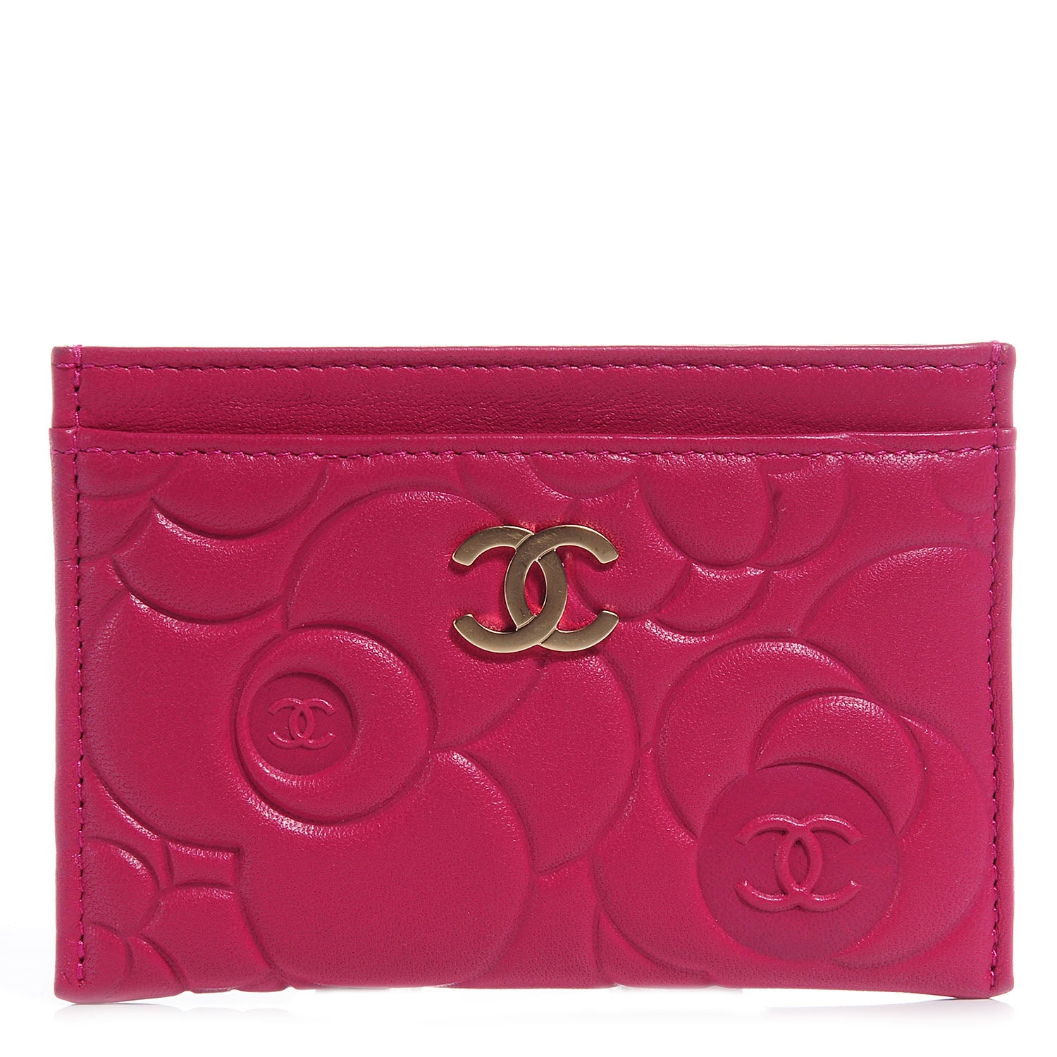 Chanel Lambskin Camellia Card Holder Fuchsia 1 of 9