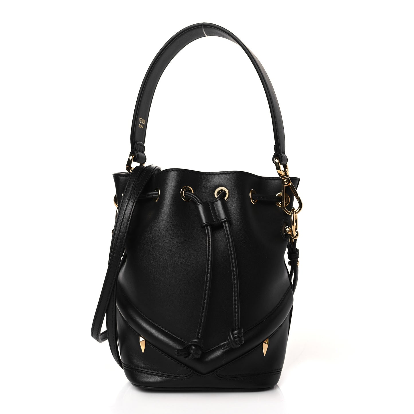 Vitello Century F is Fendi Eyebrow Monster Eyes Embossed Mini Mon Tresor Bucket Bag Black