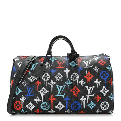 Louis Vuitton Monogram Eclipse LV Graffiti Keepall Bandouliere 50 Multicolor 1 of 9