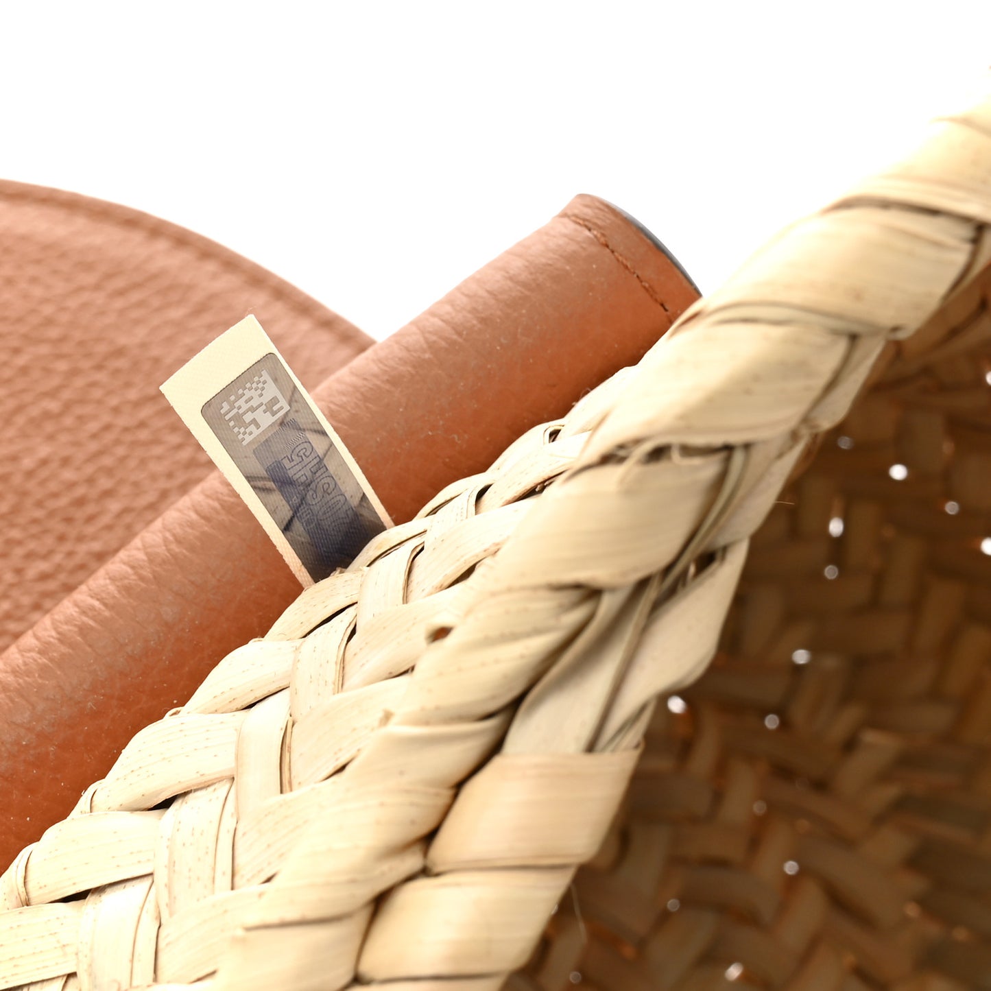 Raffia Calfskin Marcie Basket Tan