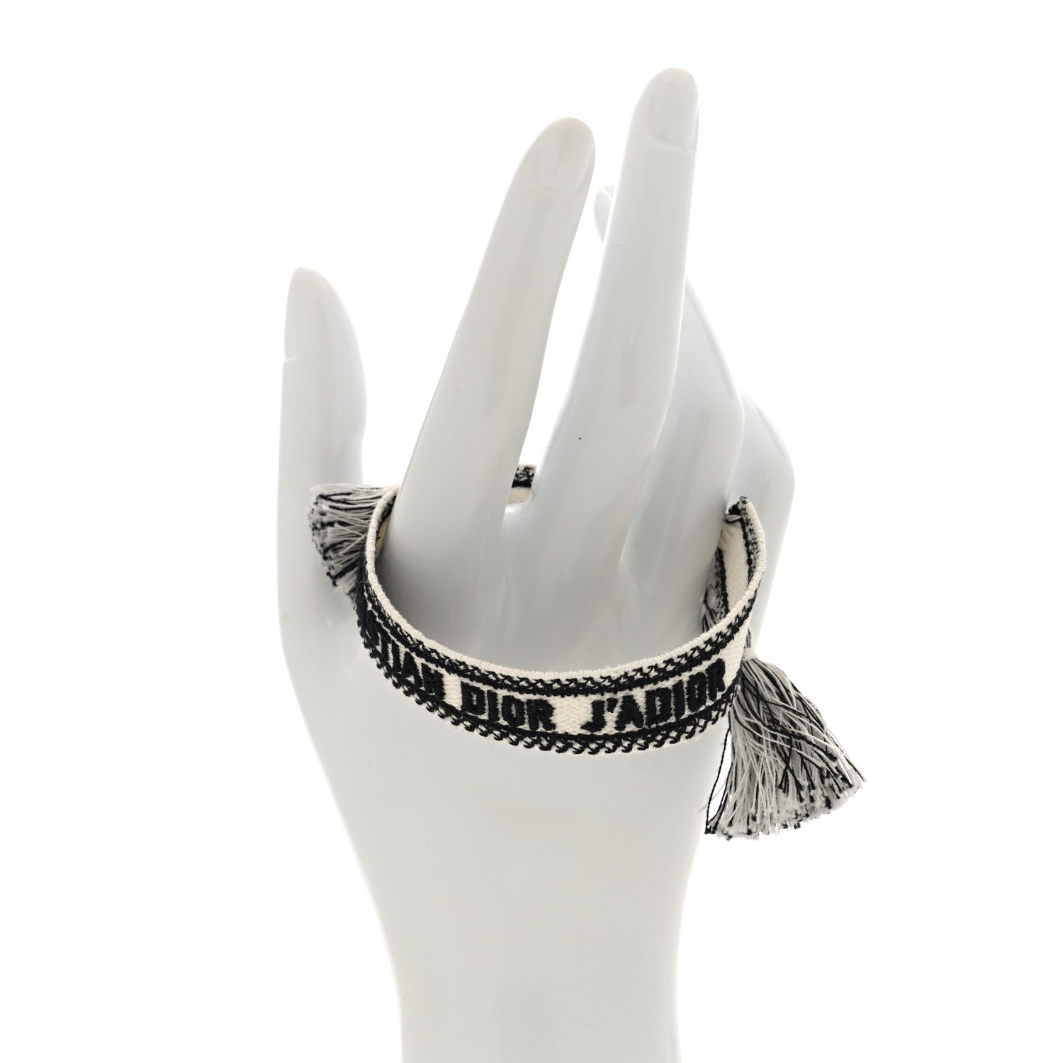 Christian Dior Woven Cotton J'Adior Friendship Bracelet White Black 2 of 3