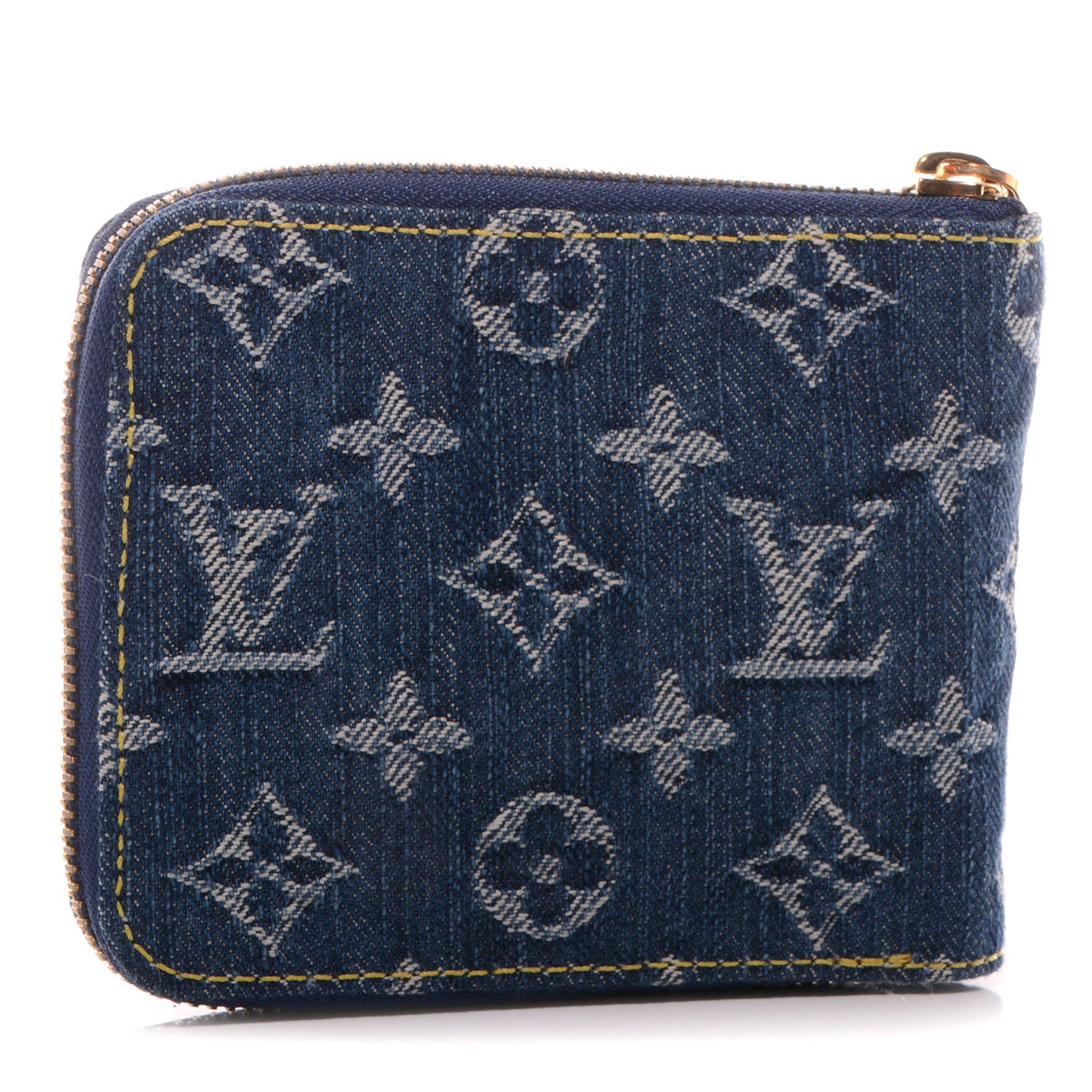 Denim Zip Compact Wallet Blue