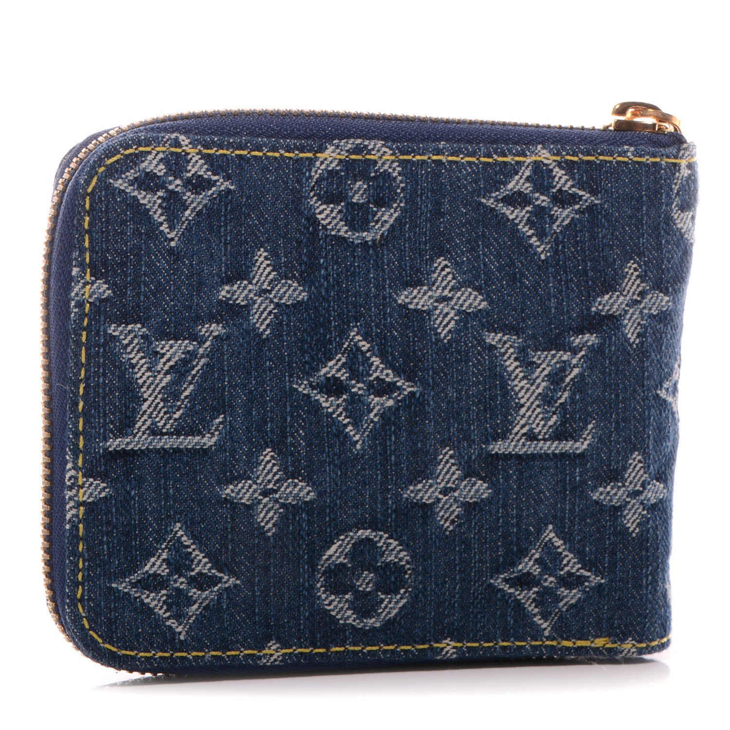 Louis Vuitton Denim Zip Compact Wallet Blue 3 of 7