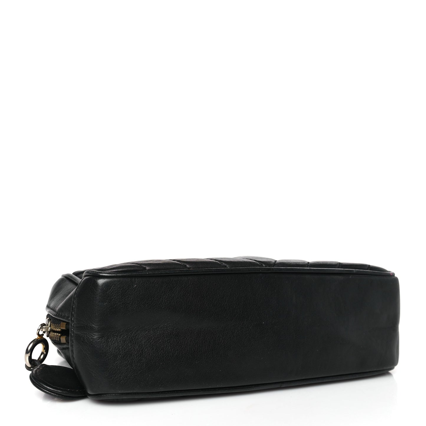 Lambskin Chevron Quilted Small Camera Case Black