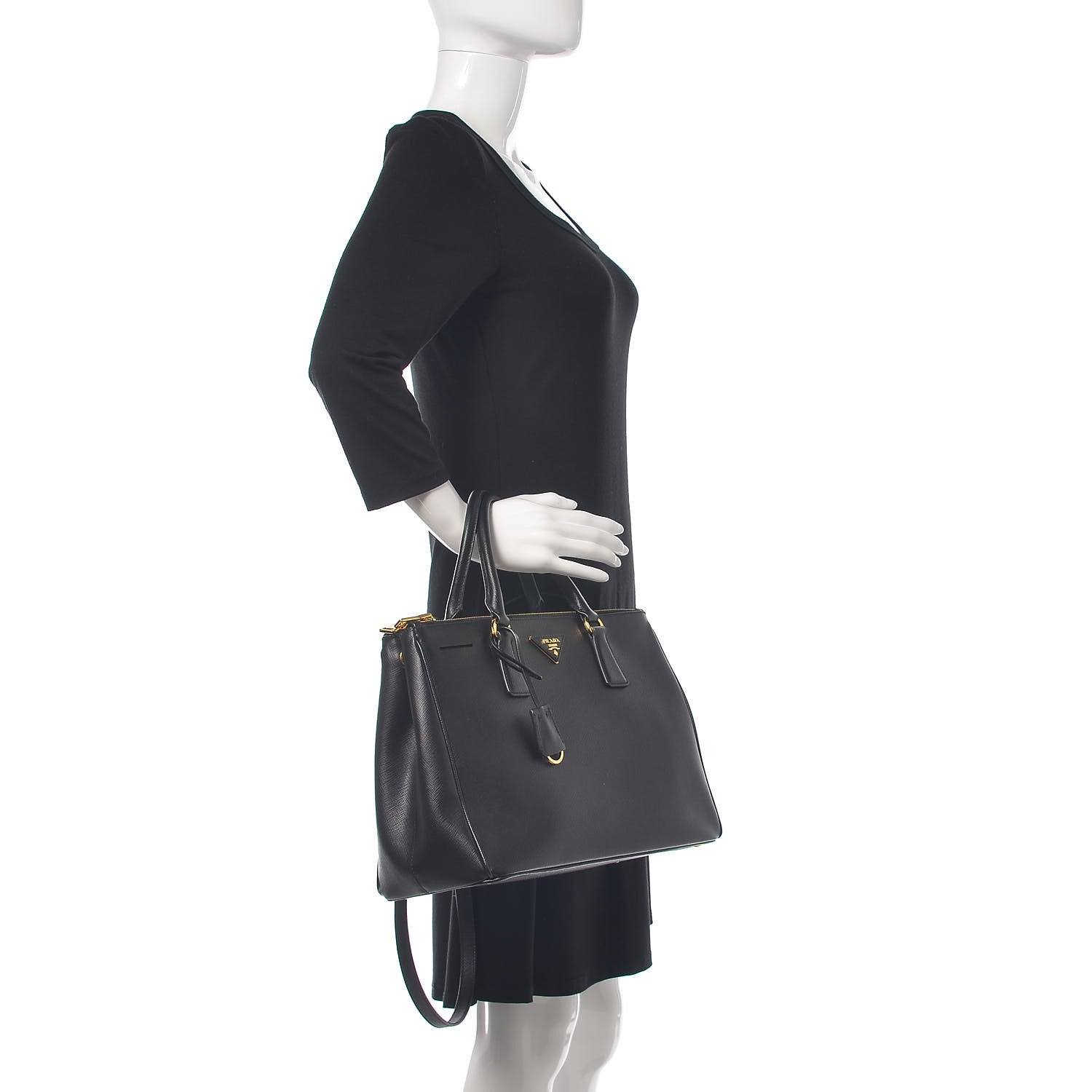 Prada Saffiano Medium Galleria Double Zip Tote Black 2 of 15