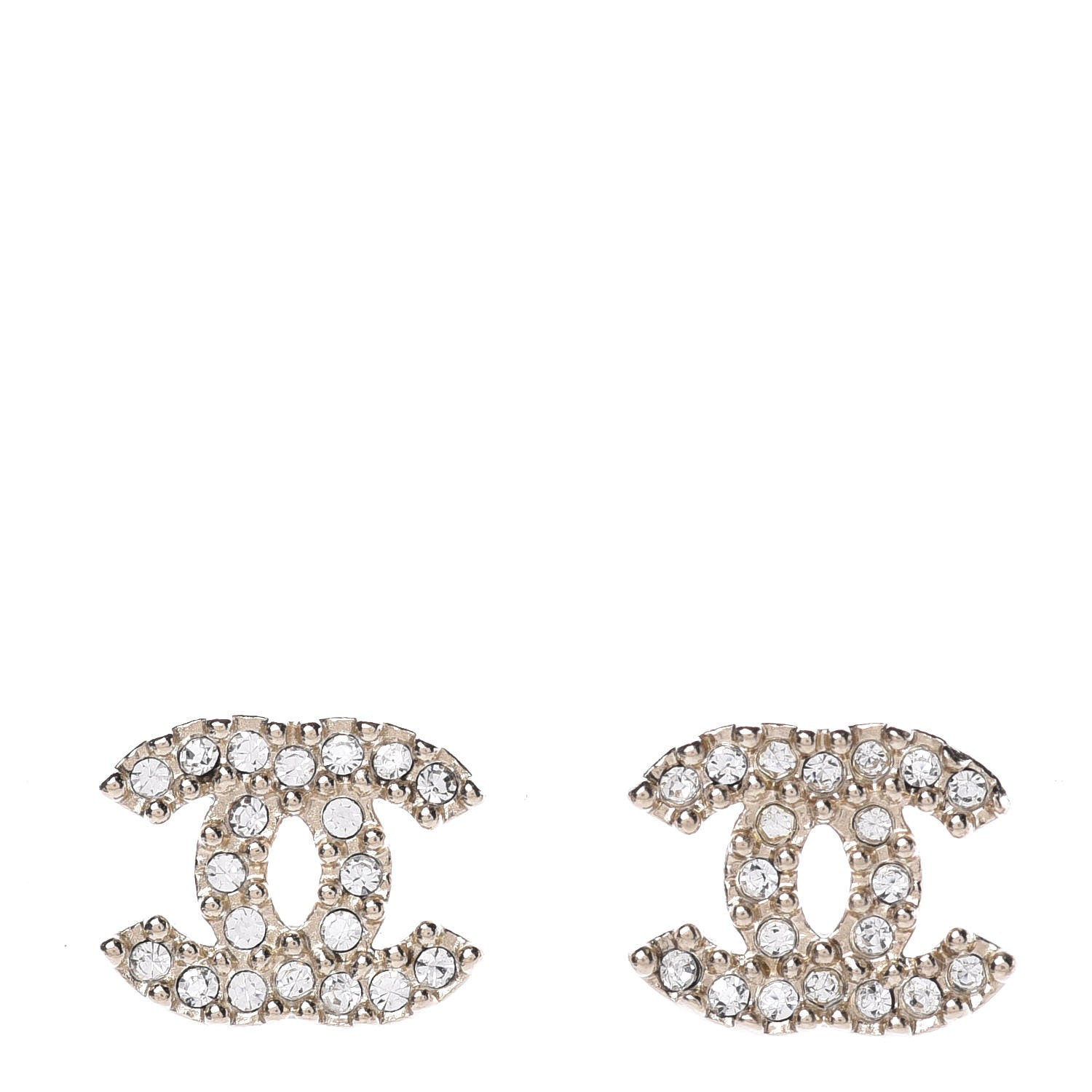 Chanel Crystal CC Earrings Gold 1 of 5