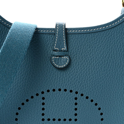 Hermes Taurillon Clemence Evelyne TPM New Blue Jean 7 of 9