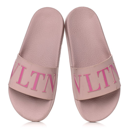 Valentino Garavani Rubber VLTN Pool Slide Sandals 37 Water Rose Disco Pink 5 of 16