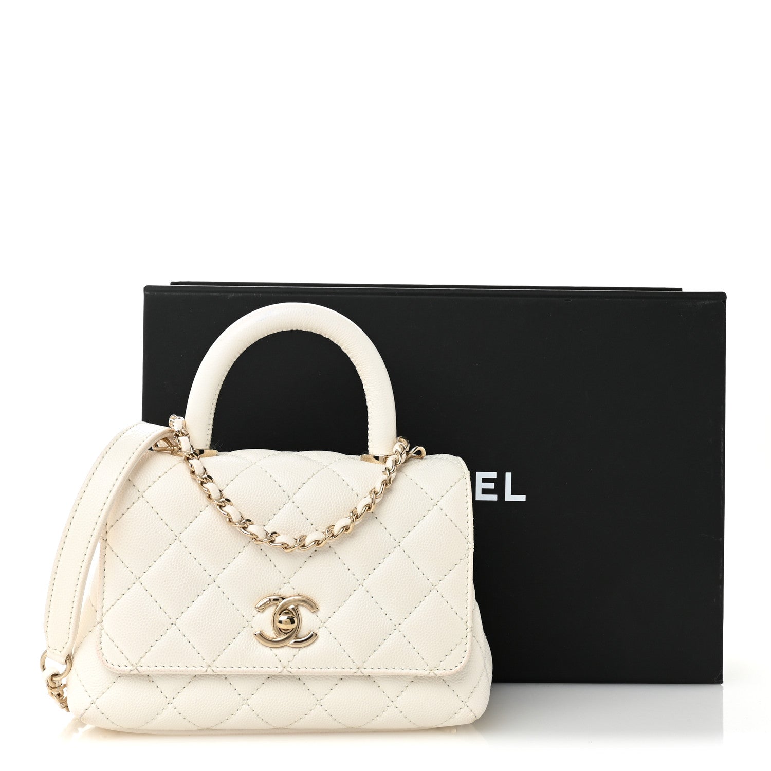 Chanel Caviar Quilted Extra Mini Coco Handle Flap White 12 of 12