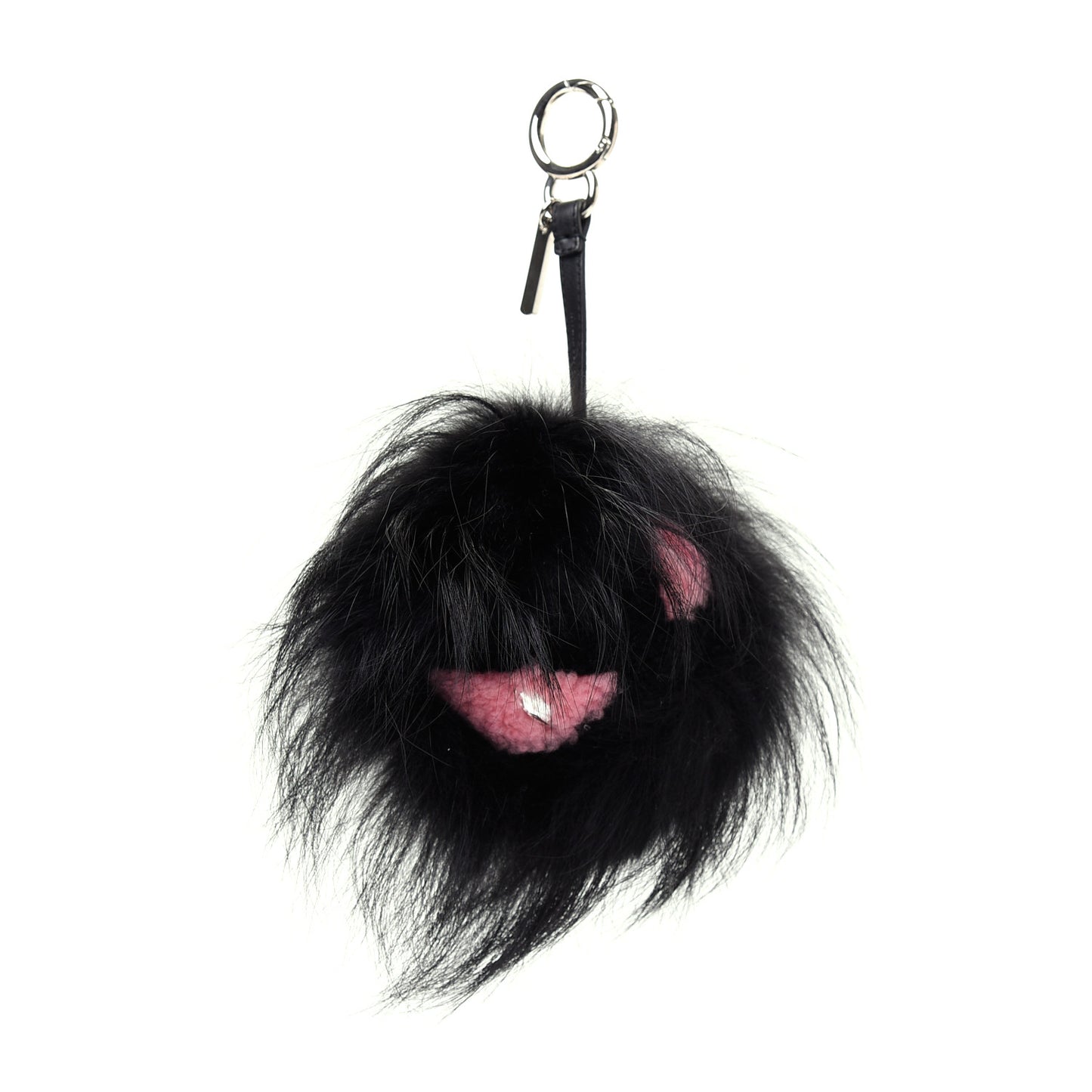 Fox Fur Shearling Crystal Pinky Punky Monster Bag Bug Charm Black Bubblegum