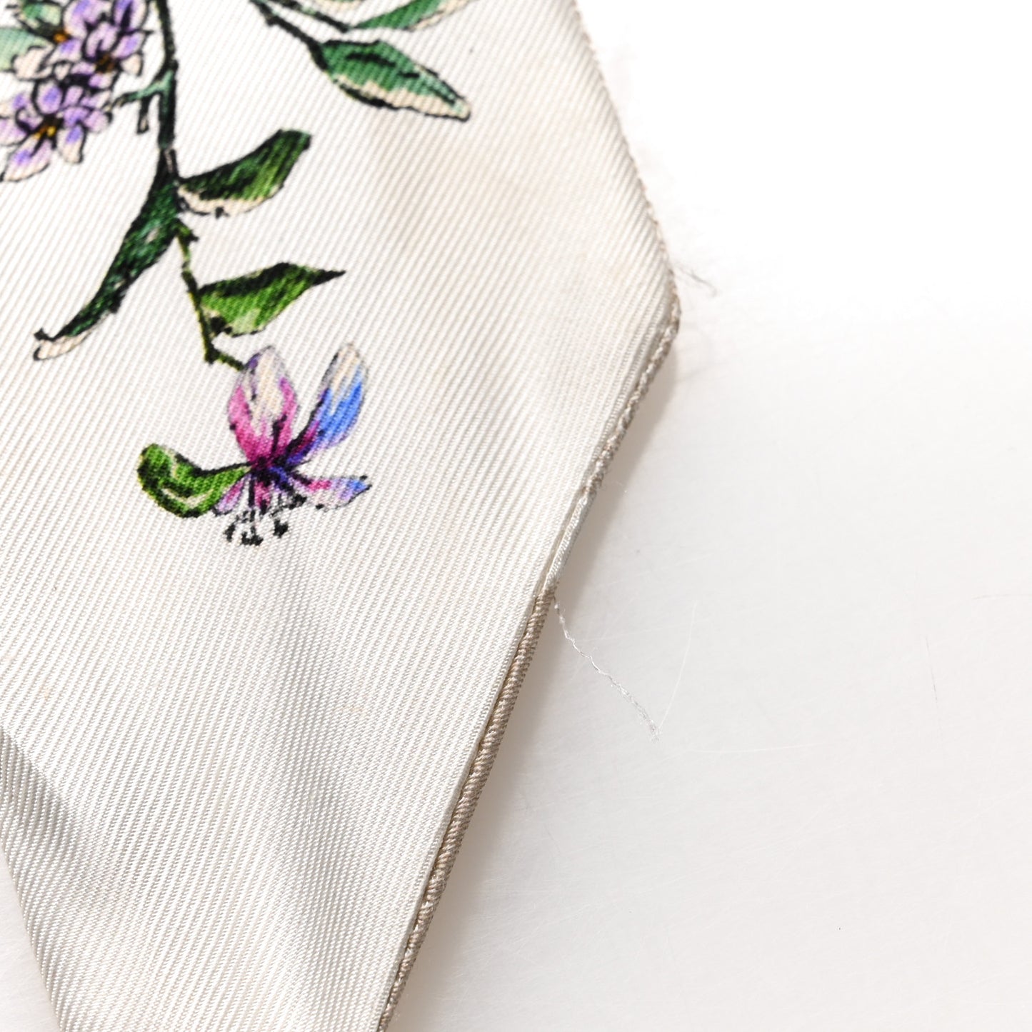 Silk Twill D-Floral Mitzah Scarf White Multicolor