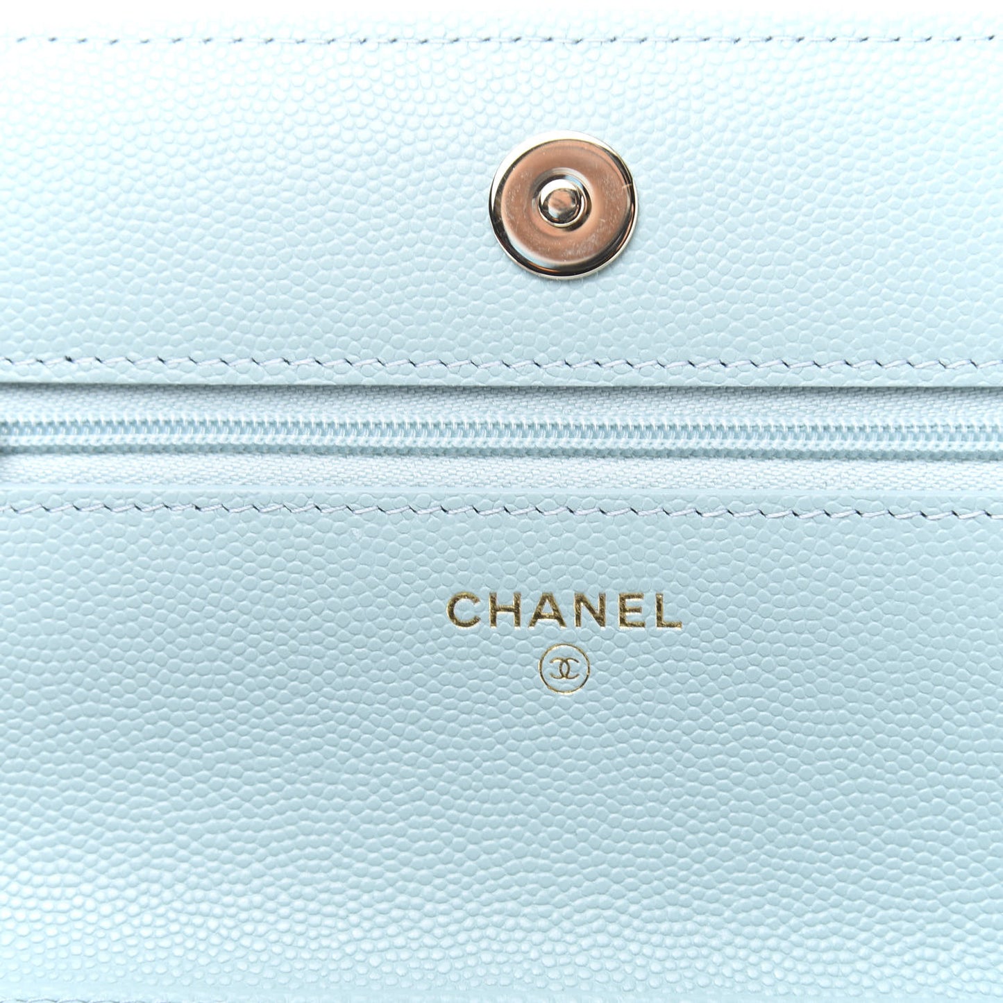Caviar Quilted Wallet On Chain WOC Light Blue