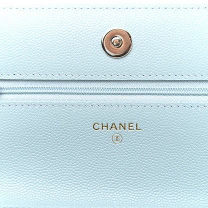 Chanel Caviar Quilted Wallet On Chain WOC Light Blue 9 of 14